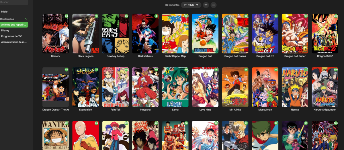 Mi Netflix casero con mi colección de Anime organizada